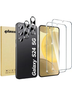 Glass 【2+2 Pack】2 PCS Samsung Galaxy S24 Screen Protector + 2PCS Camera Lens Screen Protector Set, 9H Hardness, Support Fingerprint Unlock, Ultra Thin HD Glass Film (Boxed, Included Installation Tools)  - Image 1