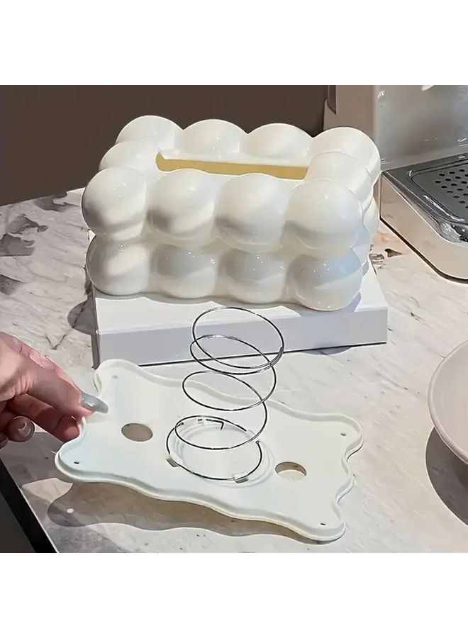 Modern Cloud Shaped Tissue Box White 1pc Elegant Bathroom Living Room Bedroom Decor Space Saving Organizer Glossy Finish Durable Plastic Compatible With Standard Tissues Decorative Storage Home Office Coffee Table Minimalist Contemporary Design - Image 4