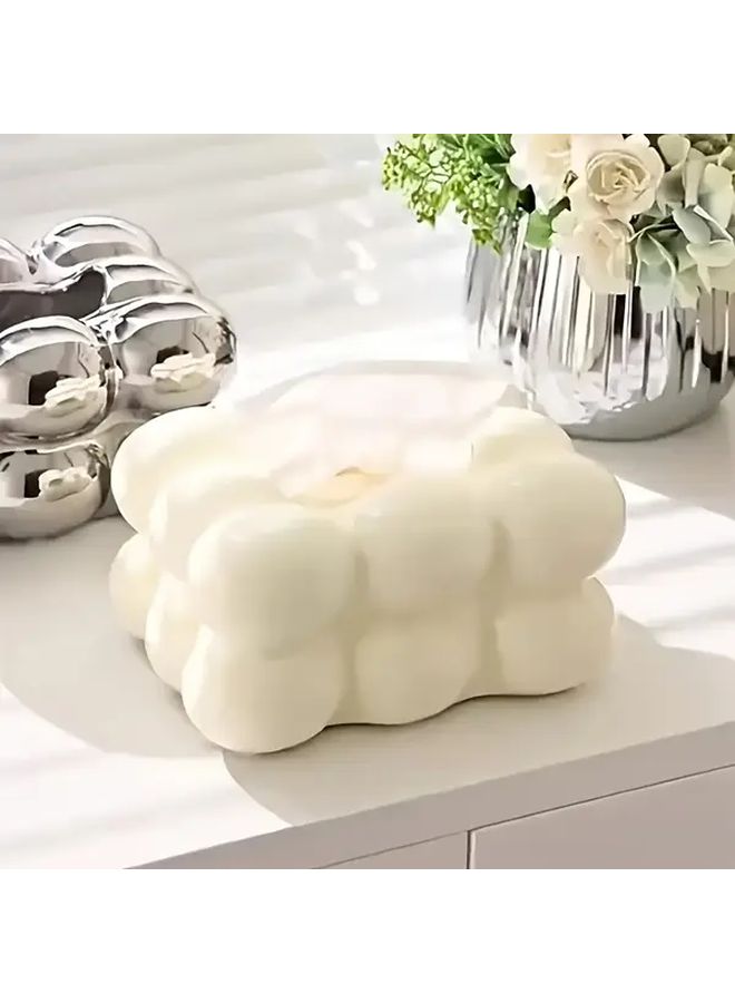 Modern Cloud Shaped Tissue Box White 1pc Elegant Bathroom Living Room Bedroom Decor Space Saving Organizer Glossy Finish Durable Plastic Compatible With Standard Tissues Decorative Storage Home Office Coffee Table Minimalist Contemporary Design - Image 2