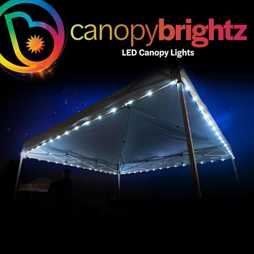 Brightz LED Canopy Lights, White - Outdoor Canopy Tent Lights for 10ft x 10ft Tents - Football Tailgate Essentials & Accessories - 40ft String Light - Image 2