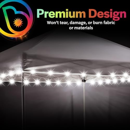 Brightz LED Canopy Lights, White - Outdoor Canopy Tent Lights for 10ft x 10ft Tents - Football Tailgate Essentials & Accessories - 40ft String Light - Image 5