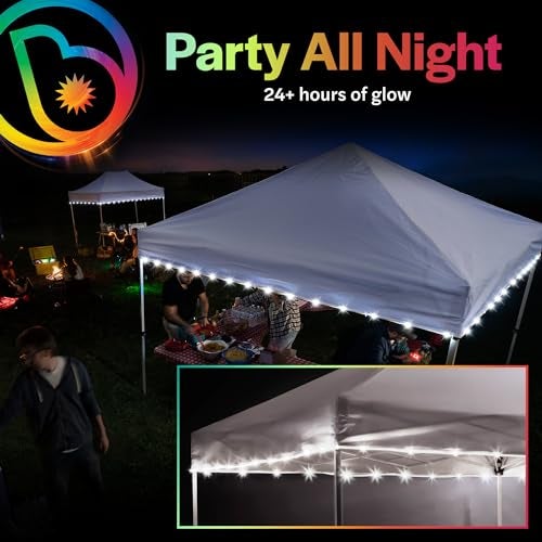 Brightz LED Canopy Lights, White - Outdoor Canopy Tent Lights for 10ft x 10ft Tents - Football Tailgate Essentials & Accessories - 40ft String Light - Image 4