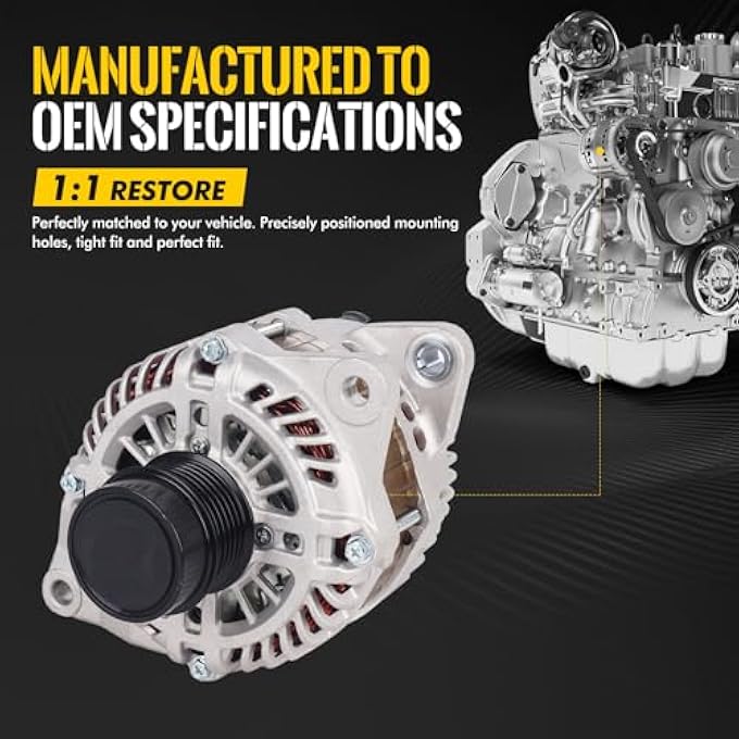 KUSATEC 04801323AB New Alternator Fit for Chrysler 200 2011-2013 Sebring 2007-2010; Dodge Avenger 2008-2013 Caliber 2007-2012; Jeep Compass Patriot 2007-2017 1.8 2.0 2.1L L4;12V 115A OE# AMT0194 11231 - Image 4