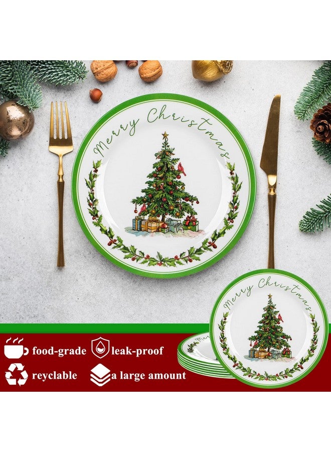 LOYIM 6 Pcs Christmas Melamine Plates 10 Inch Christmas Tree Melamine Dinner Plate Christmas Dishes Assorted Designs Christmas Dinnerware Set for Appetizer Dessert Salad Birthday Christmas Party - Image 3