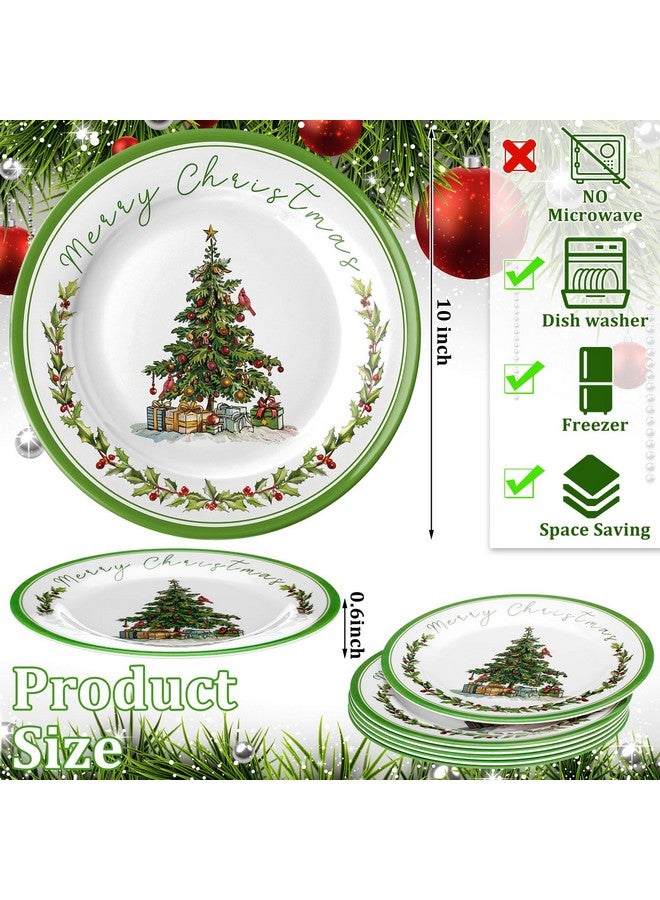 LOYIM 6 Pcs Christmas Melamine Plates 10 Inch Christmas Tree Melamine Dinner Plate Christmas Dishes Assorted Designs Christmas Dinnerware Set for Appetizer Dessert Salad Birthday Christmas Party - Image 2