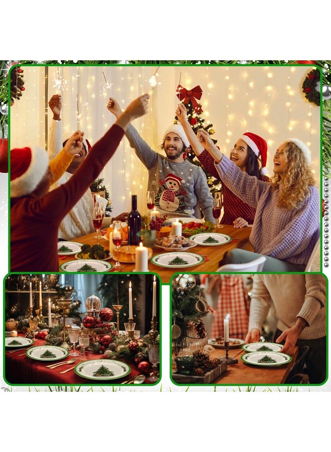 LOYIM 6 Pcs Christmas Melamine Plates 10 Inch Christmas Tree Melamine Dinner Plate Christmas Dishes Assorted Designs Christmas Dinnerware Set for Appetizer Dessert Salad Birthday Christmas Party - Image 5