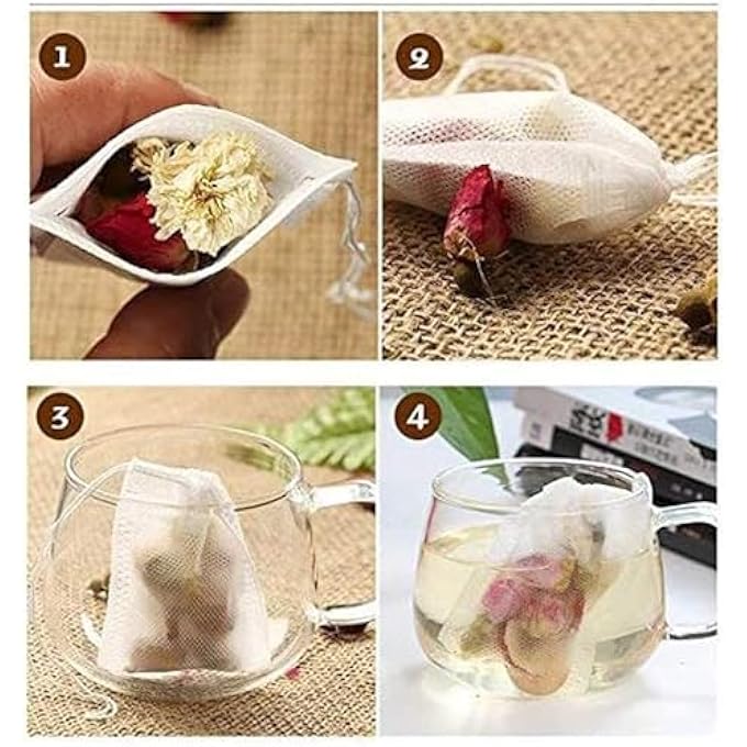 SWIUKPHE Tea Bags For Loose Leaf Tea 400 Pcs Tea Filter Bags Food Grade Reusable Cotton Mesh Bags Bags For Cooking Soaking Medicinal Liquor Tea Coffee Filter Store Spices 354 X 275 Inch - Image 3