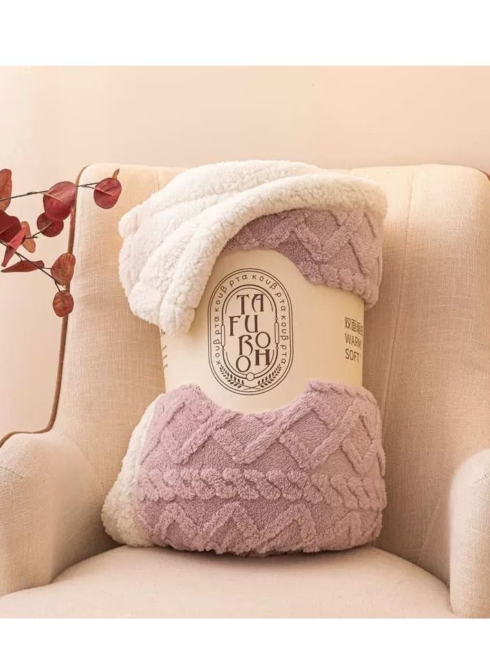 مجموعة جديدة من بطانية رمي من الصوف قطيفة ناعمة ودافئة منسوجة من الجاكار قابلة للعكس مع غطاء كبير للسرير والأريكة والأريكة - Image 2