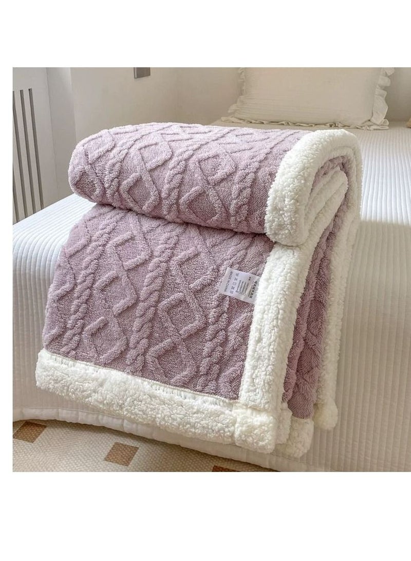 مجموعة جديدة من بطانية رمي من الصوف قطيفة ناعمة ودافئة منسوجة من الجاكار قابلة للعكس مع غطاء كبير للسرير والأريكة والأريكة - Image 1