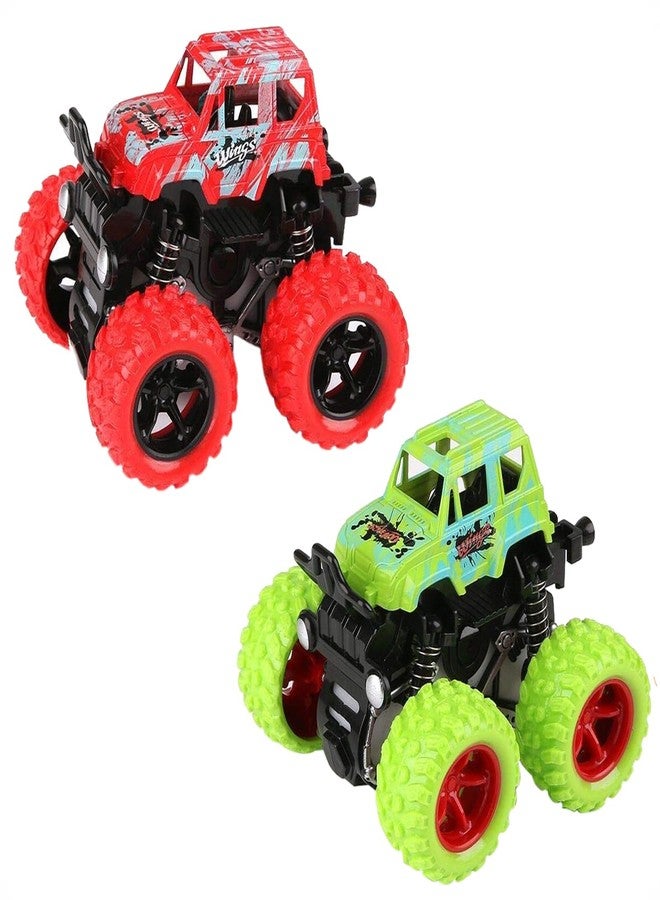 DEOXY Monster Truck Toy Cars Friction Powered Vehicles, 360 Degree Stunt 4wd Cars Push go Truck Toys for Toddler Kids Toys (Pack of 2) - Image 1