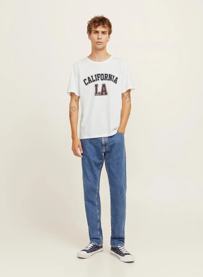 JJ Rebel California Print Round Neck Boxy T-Shirt