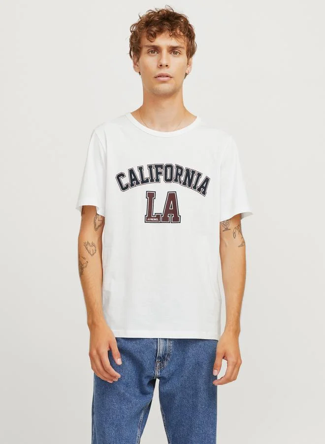 JJ Rebel California Print Round Neck Boxy T-Shirt