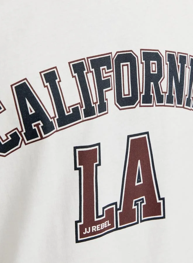 JJ Rebel California Print Round Neck Boxy T-Shirt