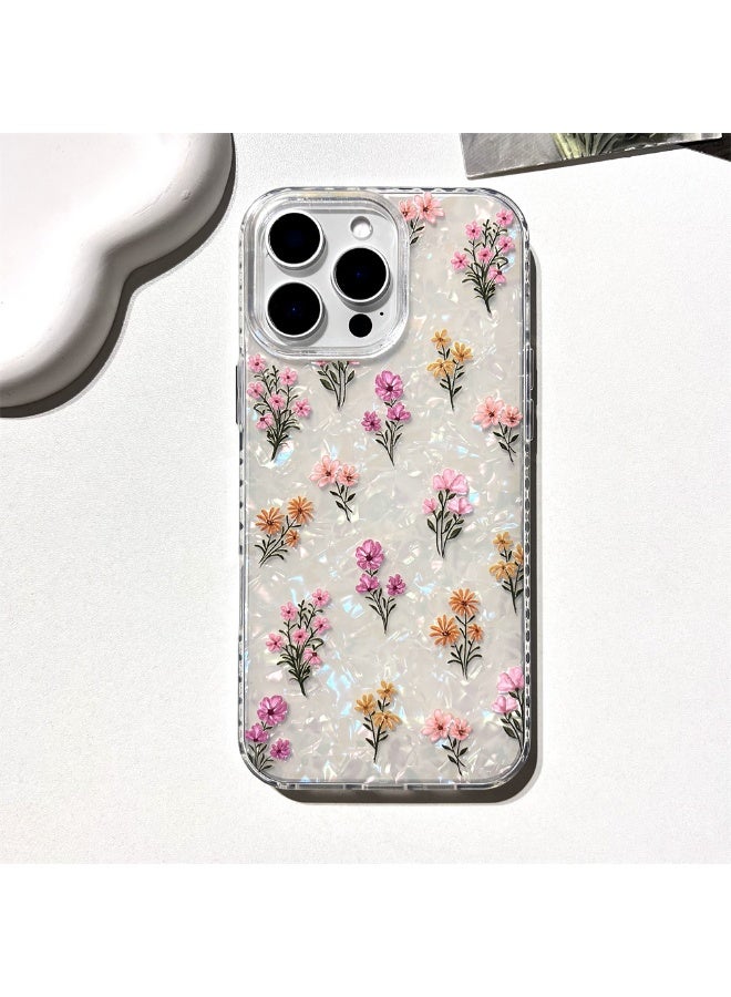NIBEMINENT Pink Floral Protective TPU Case Cover For iPhone 15 Clear - Image 1