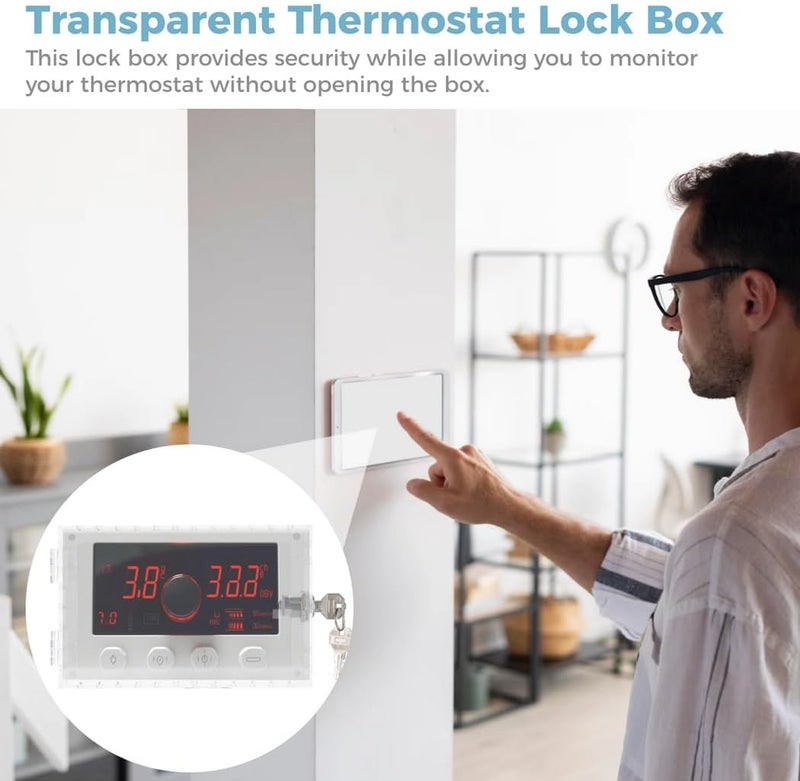 نماذج عالمية شائعة غطاء ترموستات شفاف، صندوق قفل ترموستات أكريليك مع مفاتيح، علبة ترموستات مفتوحة، غطاء واقٍ للمنزل والمكتب والفندق جودة موثوقة عامة - Image 5