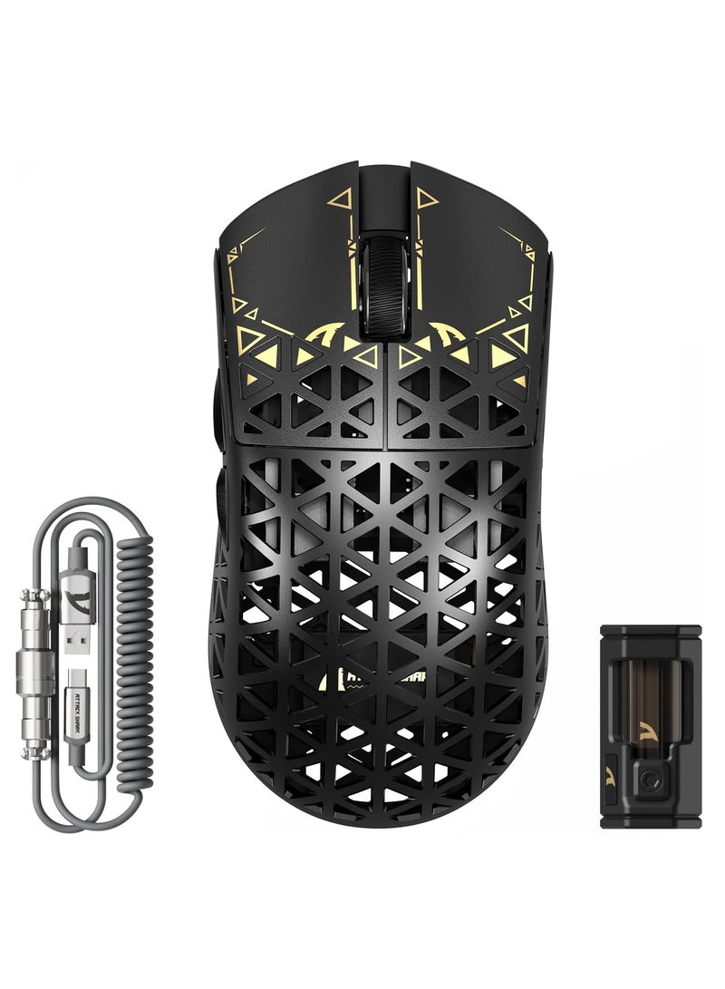 Attack Shark Wireless Gaming Mouse R5 Ultra, Carbon Fiber Hollow Design Ultralight , 42K DPI Sensor and 0.125ms Response, 3 Connection Modes (Wired, Bluetooth, 2.4G), 100 Million Click Lifetime Switches with Missing Click Prevention, Ergonomic Palm-Claw Design to Reduce Fatigue, Professional Extendable Coiled Cable, Supports Full Customization and Gives You Professional Performance in E-Sports Games - Image 1