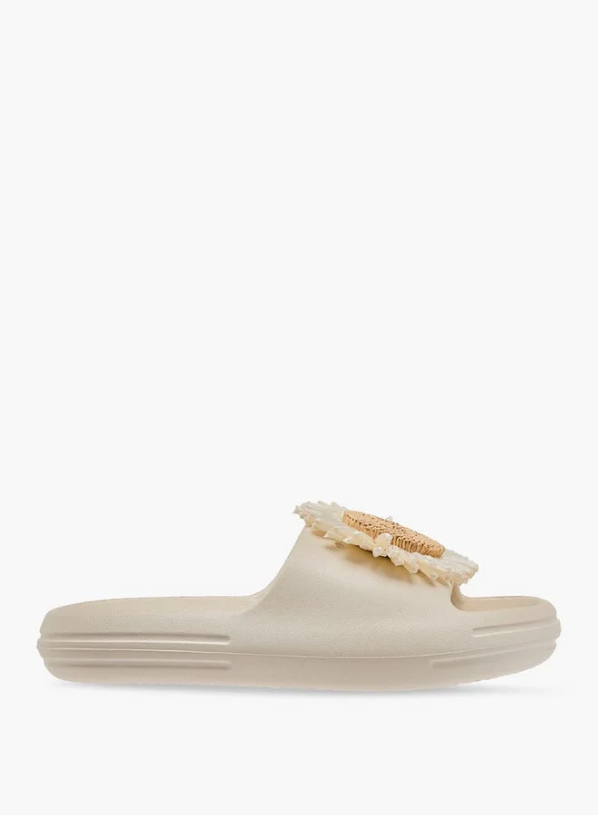 Girls Floral Accent Slip-On Slides