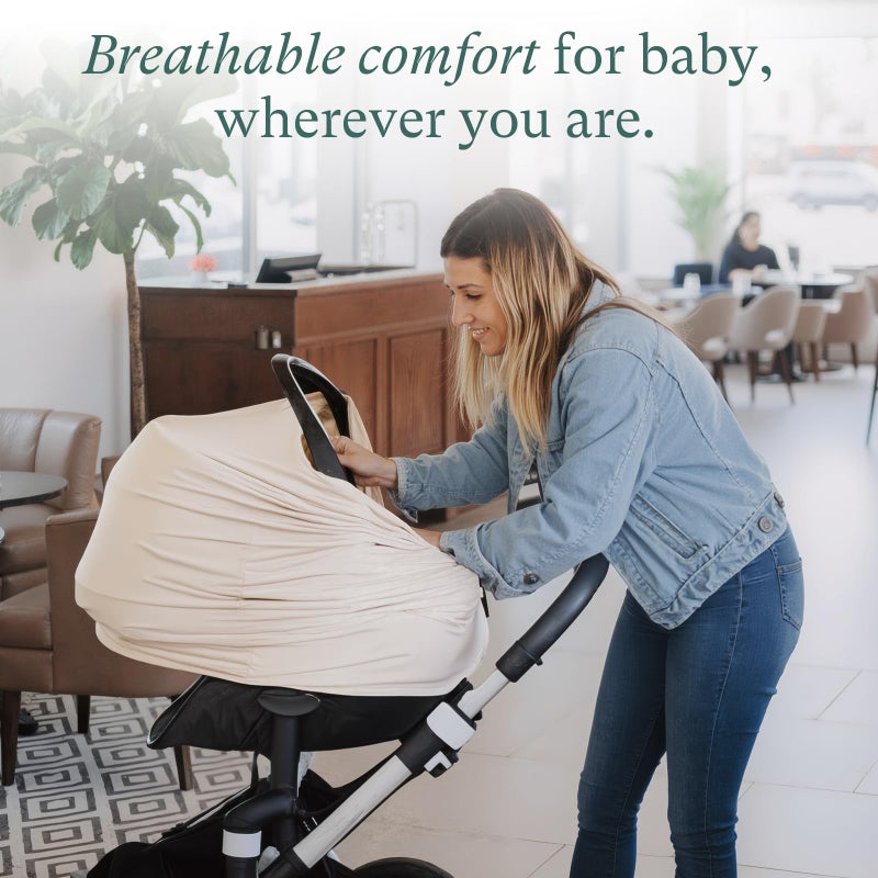 PurComfy Baby Car Seat Cover, Supersoft Bamboo Viscose Carseat Cover for Infant Boys & Girls, Breathable Multi-Use Breastfeeding Covers, Canopy for Carrier, Stroller, Shopping Cart & High Chair - Image 3