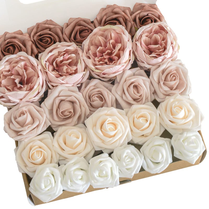 Lookein Artificial Flowers Box Set 5 Style Flowers for DIY Wedding Decoration Bouquet Table Centerpieces Aisle Arch Flower Decoration Bridal Shower Party Home Decor Garden Dusty Rose