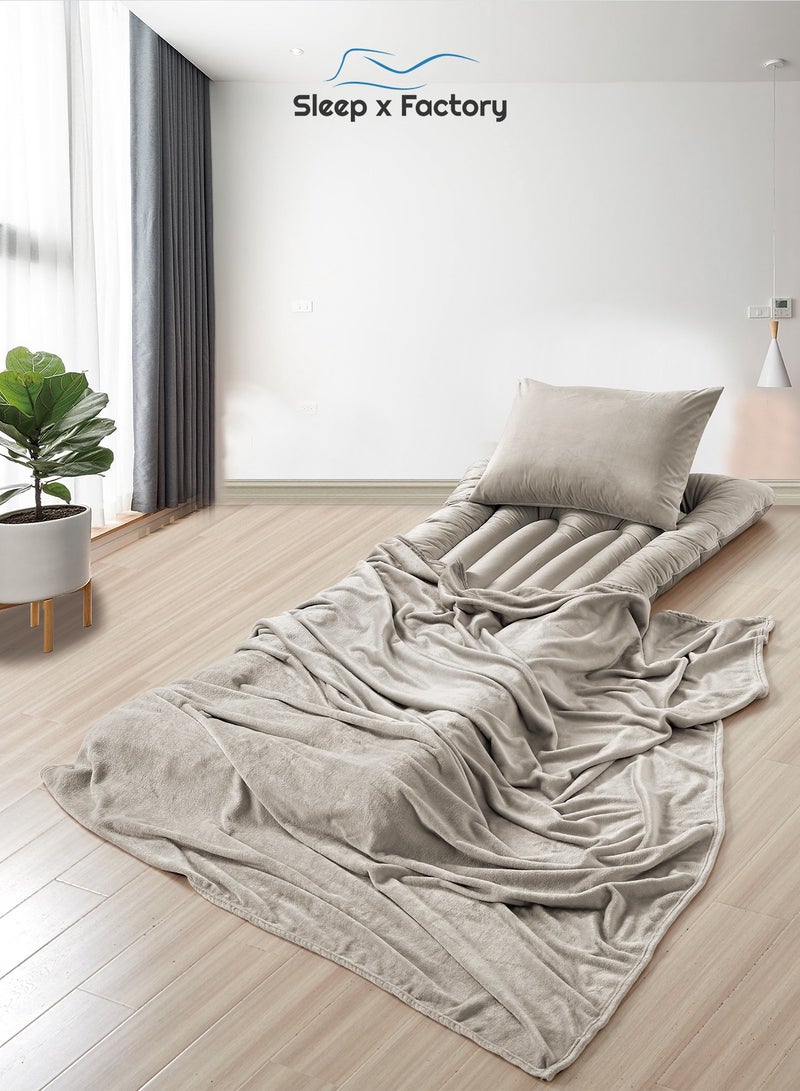 Sleep x Factory Guest & Travel Comfort Pack – Foldable Mattress, Blanket & Pillow – Premium Edition  - Image 1