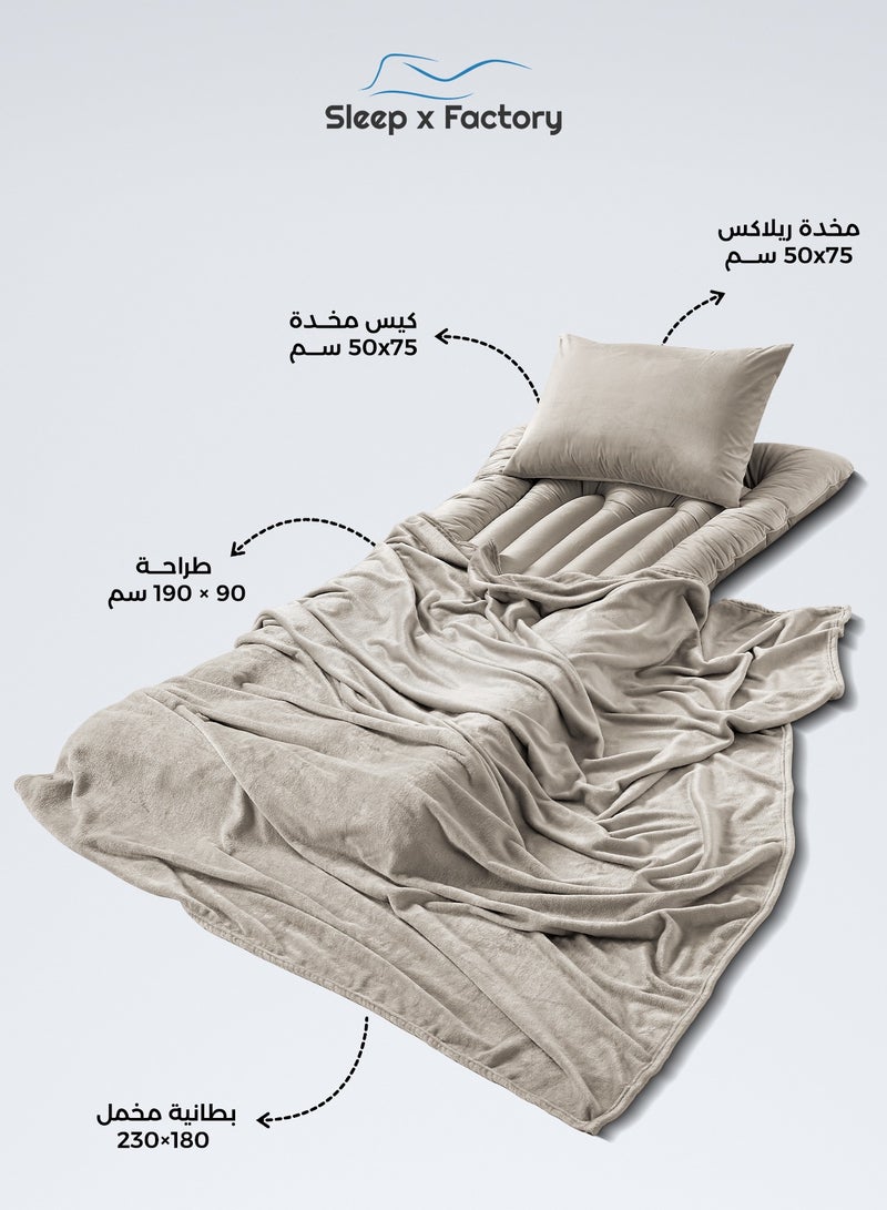 Sleep x Factory Guest & Travel Comfort Pack – Foldable Mattress, Blanket & Pillow – Premium Edition  - Image 2