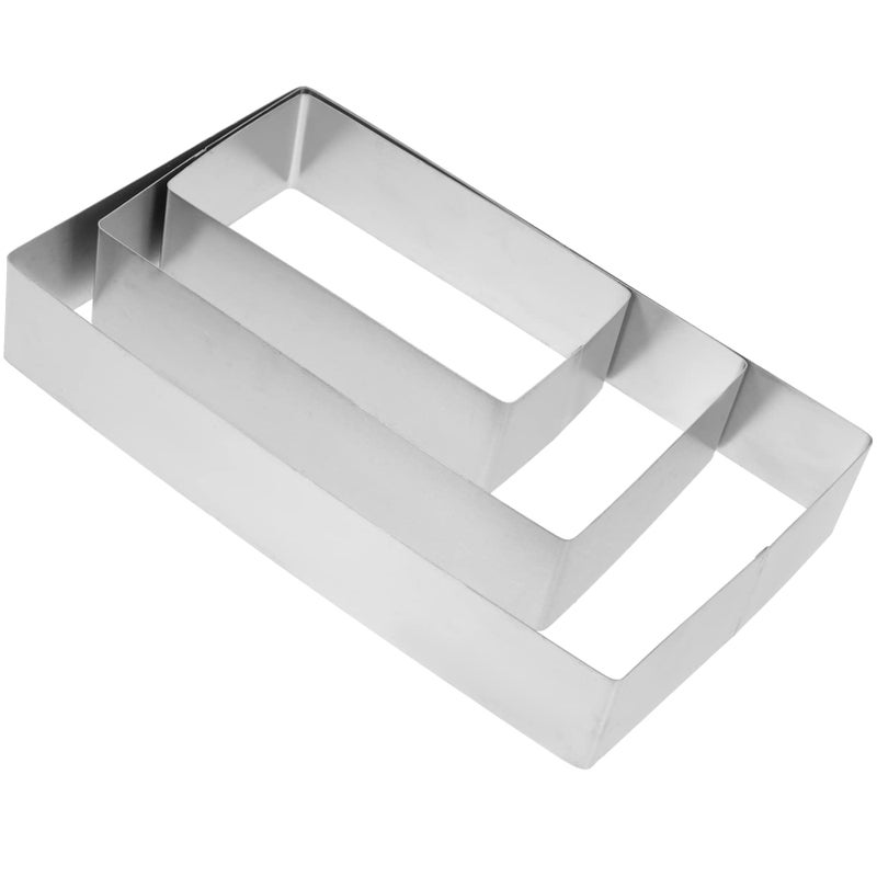 DOITOOL Rectangular Cake Molds 3Pcs Stainless Steel Cake Mousse Ring Rectangle Cookie Cutter Mousse Cutter Ring Mold for Home Kitchen