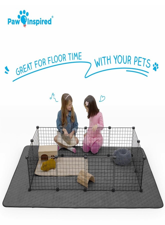 Paw Inspired 80x50” Waterproof Playpen Mat | Super Absorbent Fur-Resistant Fleece Pad, Non-Slip Bottom | Fits Play Pens for Dogs, Rabbits, Guinea Pigs, Hamsters, Small Animals (Dark Gray) - Image 3