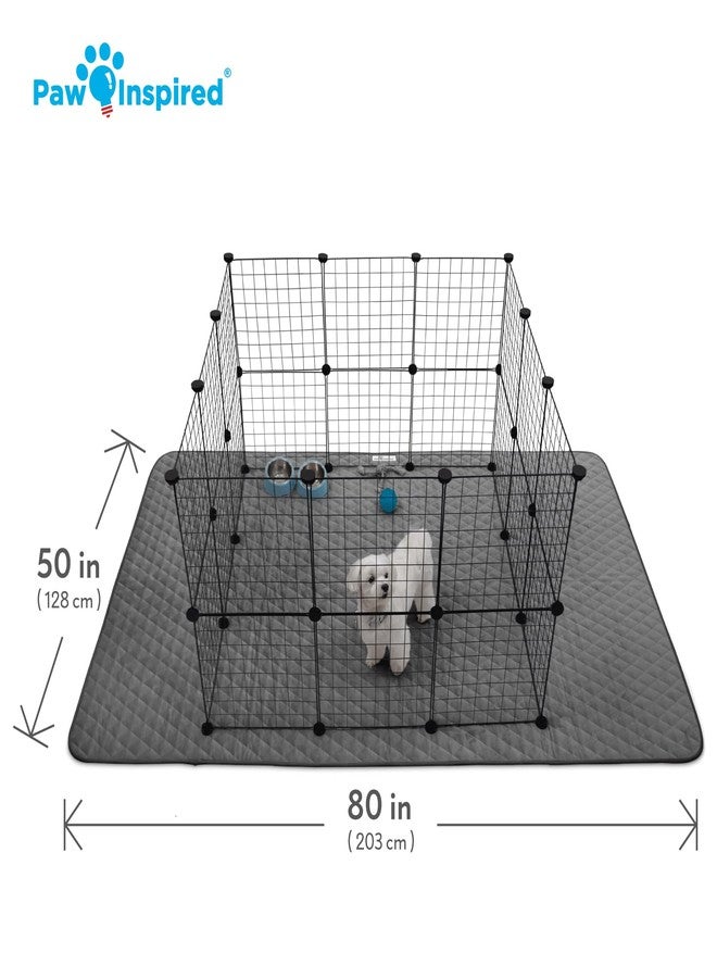 Paw Inspired 80x50” Waterproof Playpen Mat | Super Absorbent Fur-Resistant Fleece Pad, Non-Slip Bottom | Fits Play Pens for Dogs, Rabbits, Guinea Pigs, Hamsters, Small Animals (Dark Gray) - Image 2