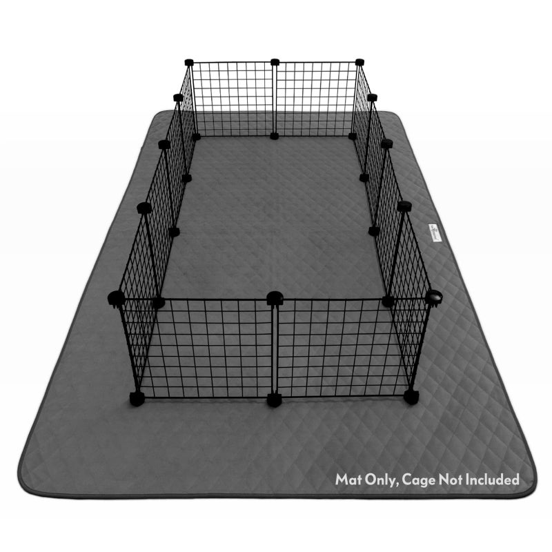 Paw Inspired 80x50” Waterproof Playpen Mat | Super Absorbent Fur-Resistant Fleece Pad, Non-Slip Bottom | Fits Play Pens for Dogs, Rabbits, Guinea Pigs, Hamsters, Small Animals (Dark Gray) - Image 1