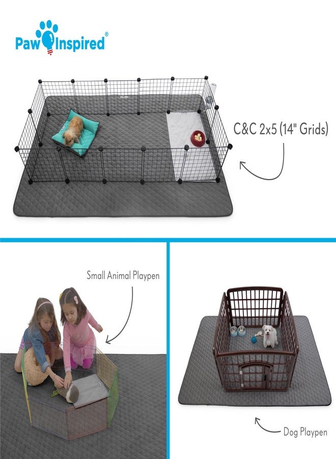 Paw Inspired 80x50” Waterproof Playpen Mat | Super Absorbent Fur-Resistant Fleece Pad, Non-Slip Bottom | Fits Play Pens for Dogs, Rabbits, Guinea Pigs, Hamsters, Small Animals (Dark Gray) - Image 5