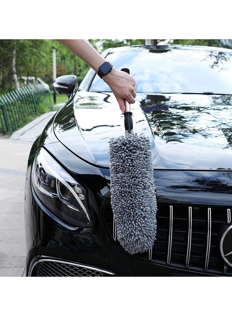 Portable Dust Cleaning Microfiber Soft Car Duster Exterior and Interior Cleaning - Long, Unbreakable, and Retractable Handle