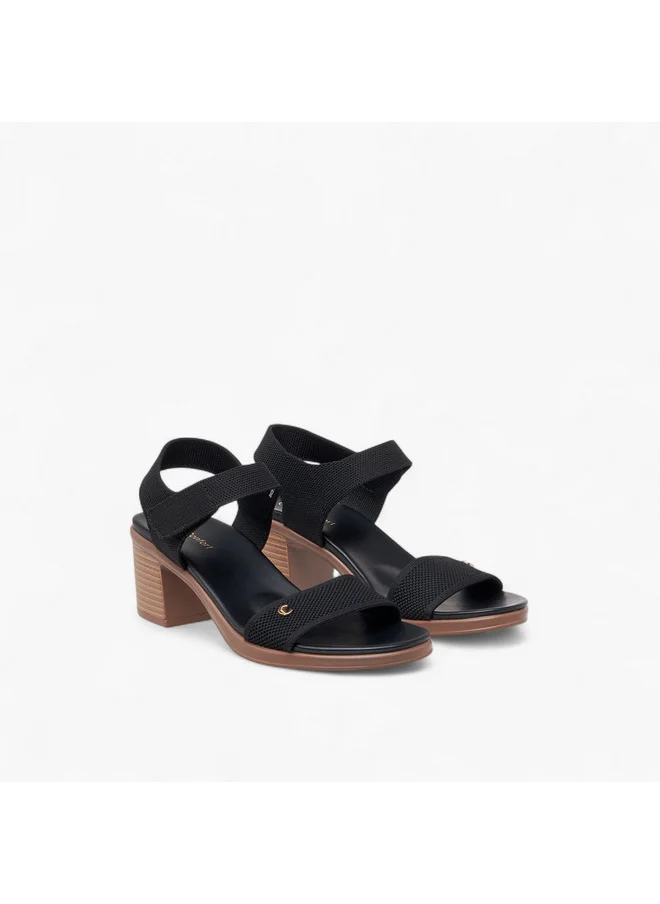 Le Confort Women Flyknit Textured Sandals with Block Heels