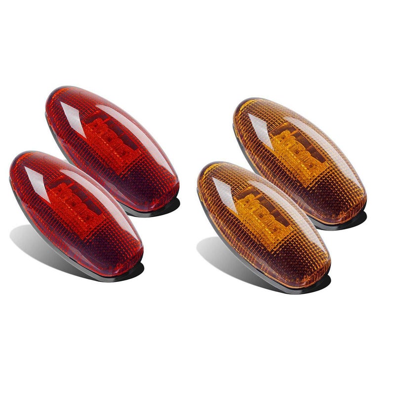 Partsam 4Pcs LED Fender Bed Side Marker Lights Set Replacement for Sierra and Silverado Dually 2500 3500 HD Dual Wheeler Trucks 1999-2013 w/ T10 Plug (2X Amber + 2X Red) - Image 1