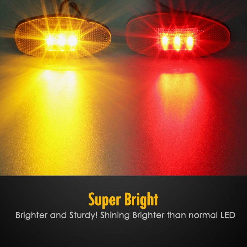 Partsam 4Pcs LED Fender Bed Side Marker Lights Set Replacement for Sierra and Silverado Dually 2500 3500 HD Dual Wheeler Trucks 1999-2013 w/ T10 Plug (2X Amber + 2X Red) - Image 3
