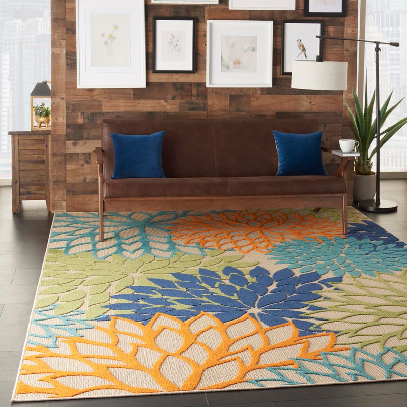 Nourison Home Aloha Indoor/Outdoor Multicolor 7' x 10' Area Rug, Easy Cleaning, Non Shedding, Bed Room, Living Room, Dining Room, Deck, Backyard, Patio (7x10) - Image 3