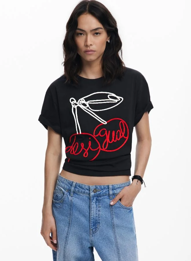 DESIGUAL Cherry Embossed T-Shirt