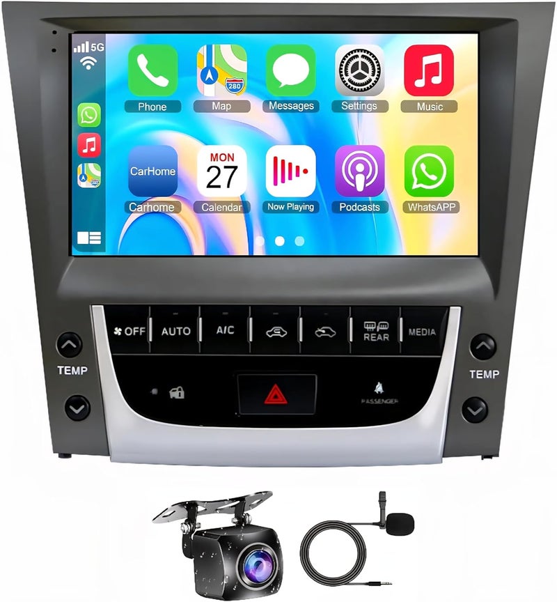 فيريكس شاشة أندرويد للسيارة لكزس GS300 GS350 GS400 GS430 موديلات 2005-2011، شاشة لمس 9 بوصة مع أبل كاربلاي وأندرويد أوتو لاسلكي، واي فاي، بلوتوث، نظام تحديد المواقع، كاميرا خلفية عالية الدقة، DSP، 4G، (2+32GB، 4 نواة) - Image 1