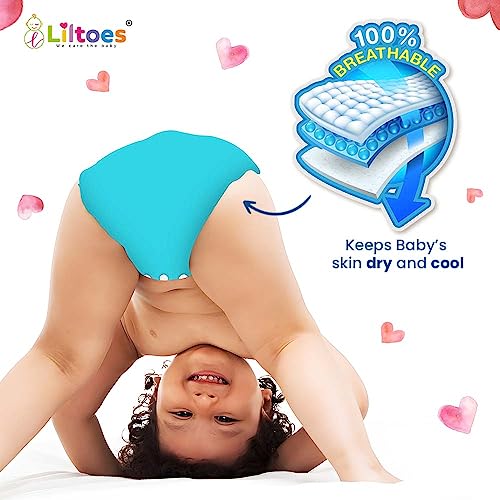 LILTOES 2 Printed & 2 Solid Cloth Diapers for Babies, Washable Reusable, Adjustable Sizes (4 Combo) (No Inserts Included) - Image 4