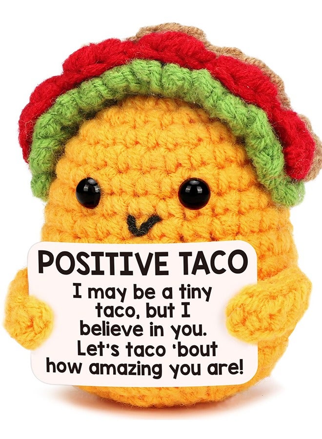 meayul Mini Positive Crochet Taco Emotional Inspirational Support Birthday Gifts for Women Men Wife Valentines Gifts, Handmade Knitted Crochet Animals Stocking Stuff Idea Cute Taco Desk Decor - Image 1