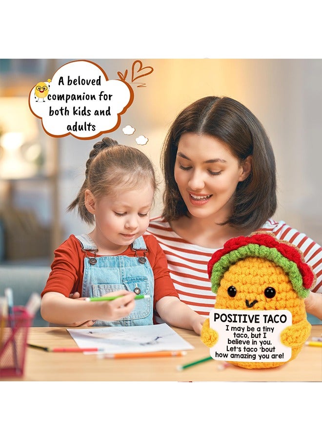 meayul Mini Positive Crochet Taco Emotional Inspirational Support Birthday Gifts for Women Men Wife Valentines Gifts, Handmade Knitted Crochet Animals Stocking Stuff Idea Cute Taco Desk Decor - Image 4