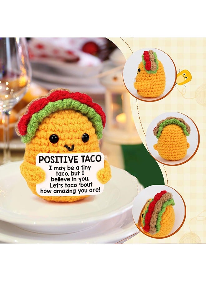 meayul Mini Positive Crochet Taco Emotional Inspirational Support Birthday Gifts for Women Men Wife Valentines Gifts, Handmade Knitted Crochet Animals Stocking Stuff Idea Cute Taco Desk Decor - Image 5
