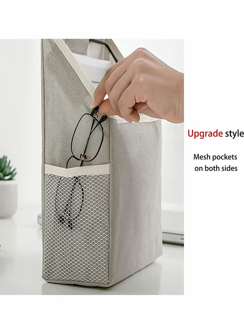 KASTWAVE Wall Hanging Organizer Bag, Closet Hanging Storage for Pocket, Bathroom Dormitory Storag With Hook Linen Cotton Organizer Box Containers for Bedroom, Kitchen, Living Room (Gray)  - Image 4