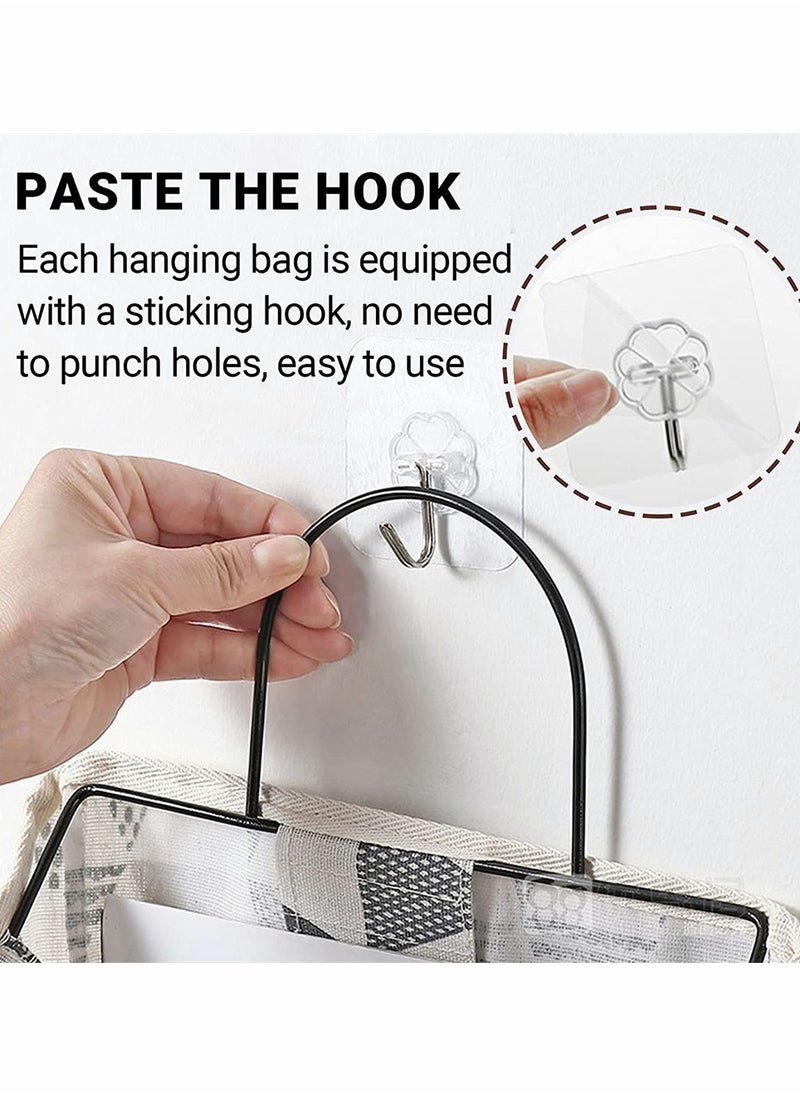 KASTWAVE Wall Hanging Organizer Bag, Closet Hanging Storage for Pocket, Bathroom Dormitory Storag With Hook Linen Cotton Organizer Box Containers for Bedroom, Kitchen, Living Room (Gray)  - Image 3