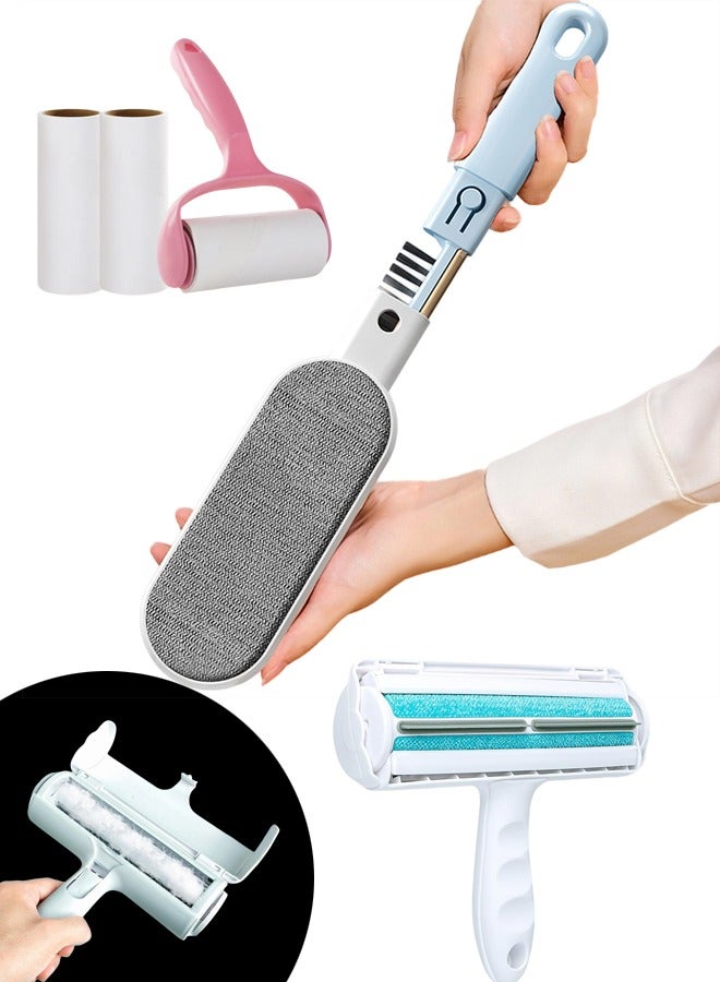 Haidue 4PCS Hair Remover Includes A Reusable Electrostatic Adsorption Hair Remover, A Bidirectional Rolling Hair And Dust Collection And Cleaning Tool, A Sticky Hair Roller With Two Replacement Cores, And A 4-In-1 Multi-Functional Hair Remover. It Is A Powerful Combination. The Aluminum Blade Head Can Trim Hair Balls Without Damaging Clothes. The Crevices Brush Can Clean Deep Into Corners. It Is Suitable For Various Scenarios Such As Clothing, Home, And Pets. - Image 1