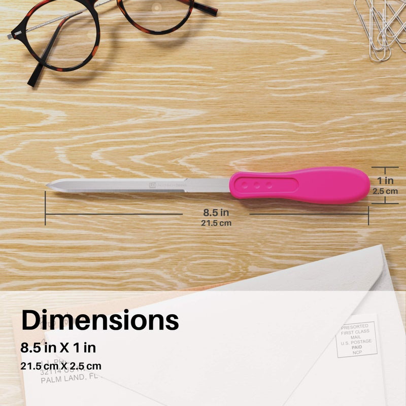 Uncommon Desks Office Letter Opener - Stainless Steel Knife-Edge Blade  Ergonomic Grip Handle (Mixed Colors  3 Pieces) - Image 5