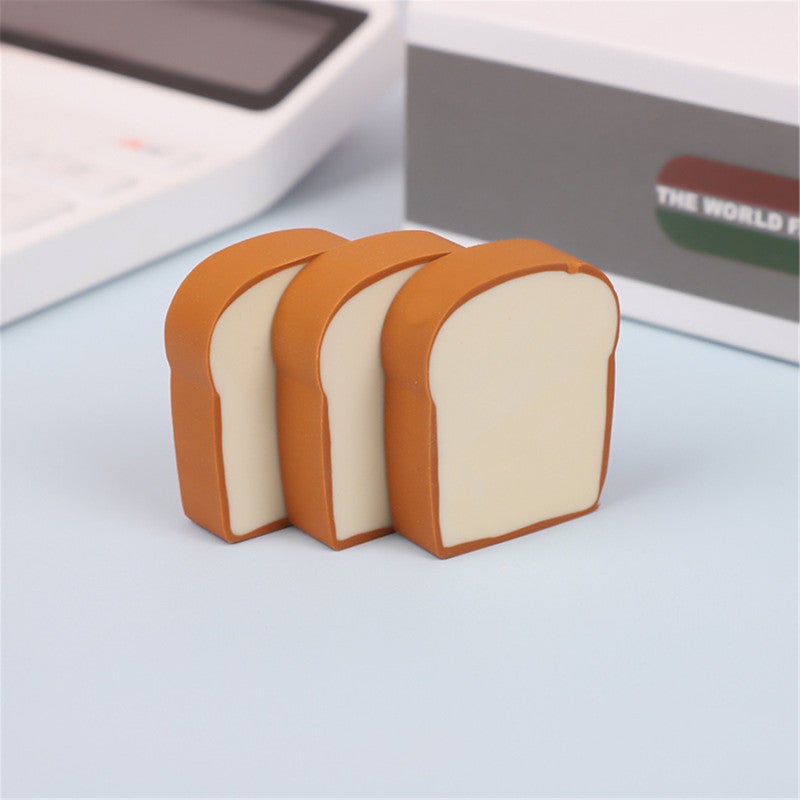 Creative Toast Bread Eraser - Adorable Brown Design 4-Pack Stationery Gift Pack for School Office Students - Image 3