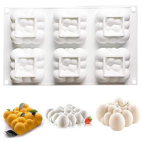 OCPO KITCHEN Cloud Silicone Mold for Baking Mousse Cake, Dessert, Pastry, Ice Cream, Pudding, Jelly, Cake Decoration Mold, Cloud Shape (6-Cavity) - Image 1
