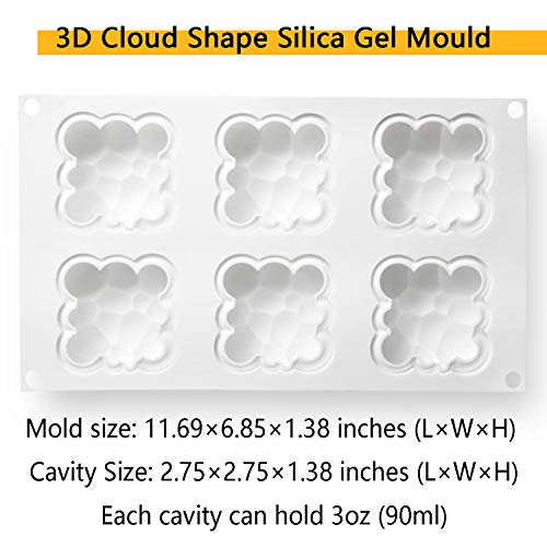 OCPO KITCHEN Cloud Silicone Mold for Baking Mousse Cake, Dessert, Pastry, Ice Cream, Pudding, Jelly, Cake Decoration Mold, Cloud Shape (6-Cavity) - Image 2