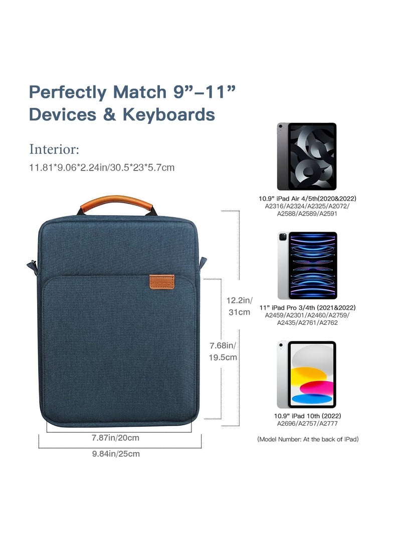General Tablet Sleeve Bag Case with Shoulder Strap for iPad 10.2 2021-2019, iPad 10th Generation 2022, iPad Air 5/4 10.9, iPad Pro 11 2022-2018, Galaxy Tab S9/S8/A8/A7 2023（Navy Blue）  - Image 2