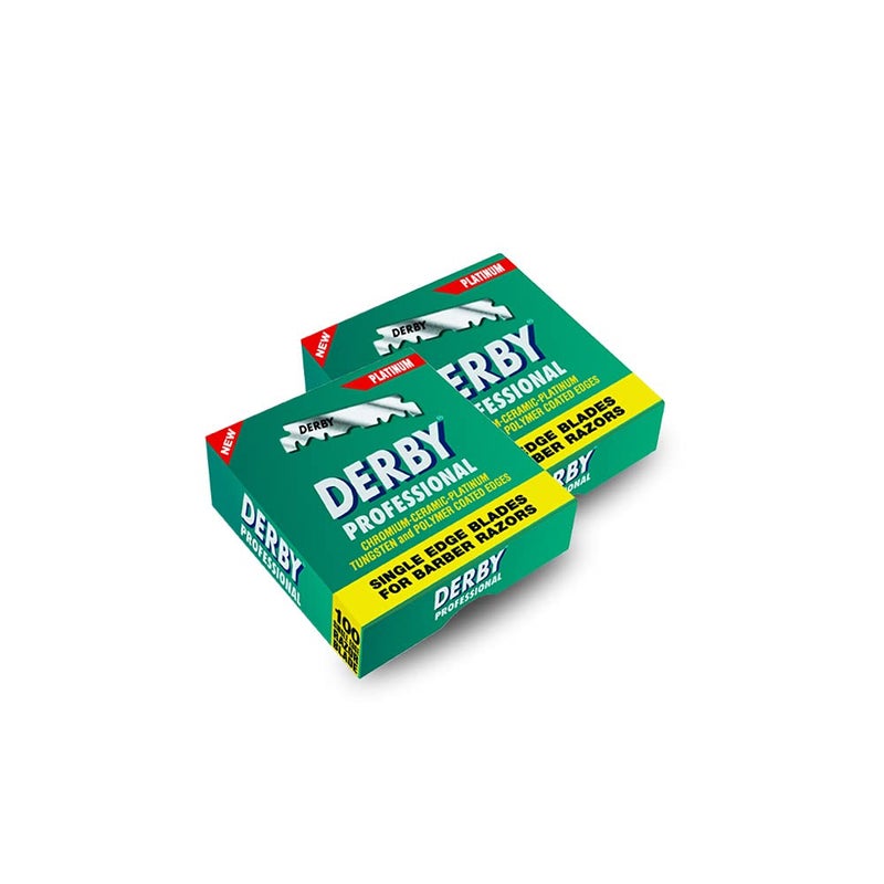 Derby شفرات حلاقة احترافية بحافة واحدة، 100 قطعة (عبوة من 2) - Image 1
